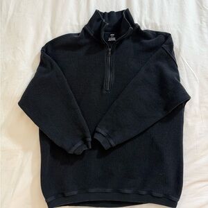 Aerie Black Ribbed Quarter-Zip